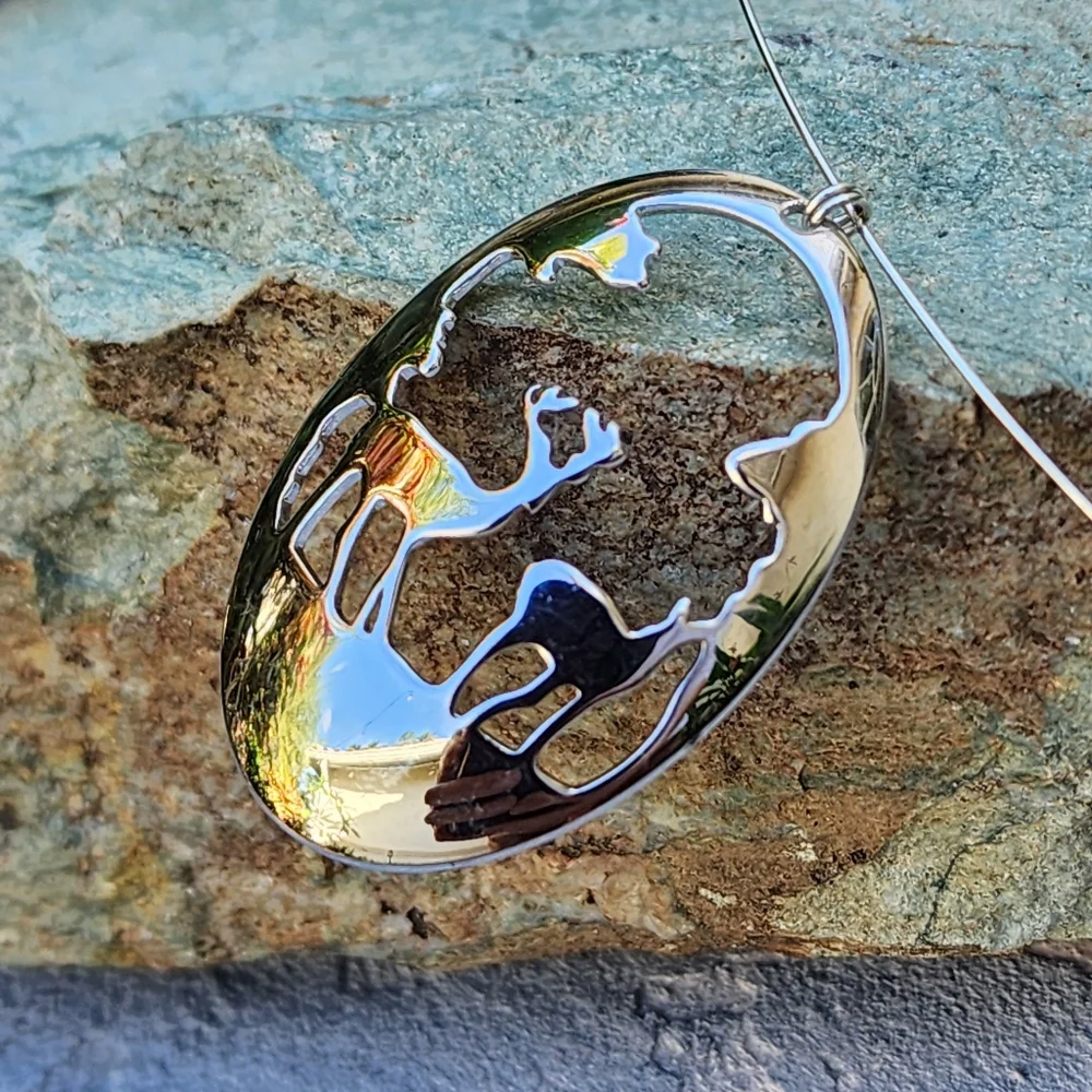 Deer Family Christmas Gift Hypoallergenic Jewelry Rhodium Minimalist